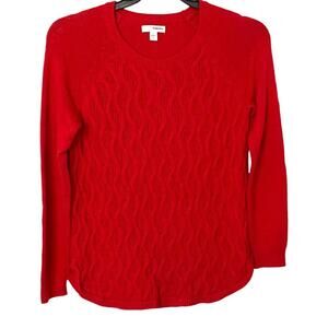 SONOMA LONG SLEEVE PULL-ON SWEATER, WOMENS, M, RED, CABLE KNIT, ROUND NECK, WARM